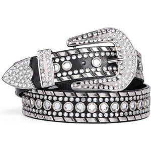 Rhinestone Belt for Men Women Western Cowboy Cowgirl Bling Studded